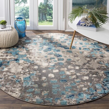 Safavieh 5 x 5 ft. Monaco Power Loomed Round Area Rug, Grey and Light Blue MNC225E-5R